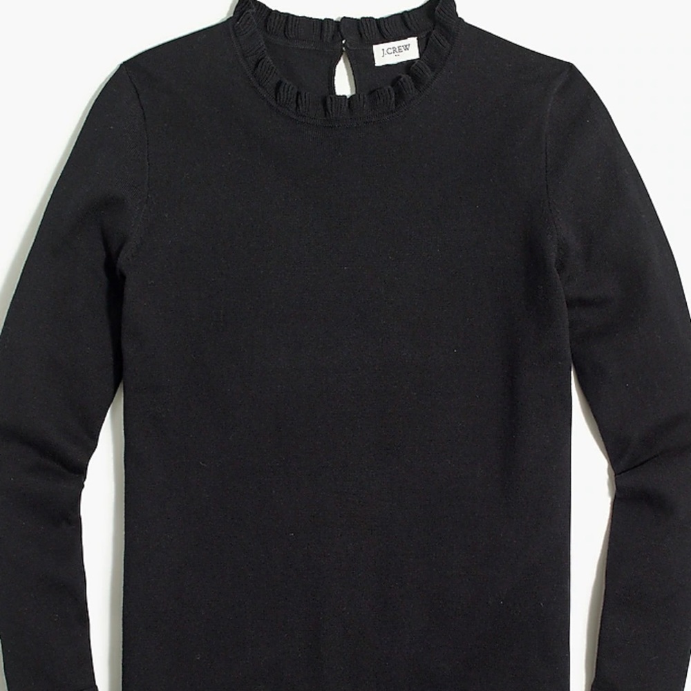 J Crew Factory Black Ruffleneck Sweater